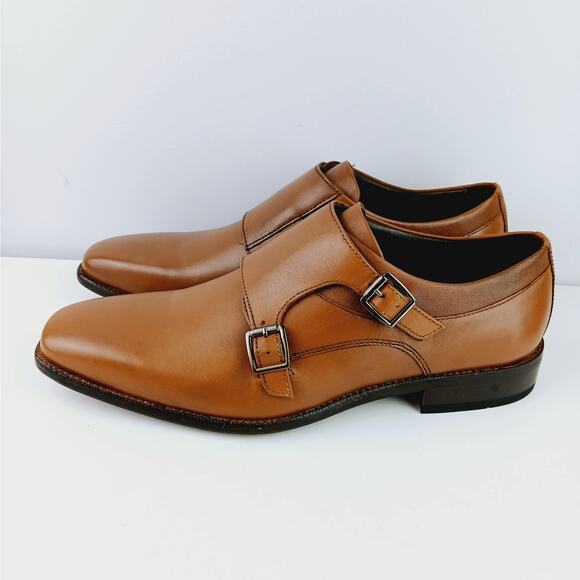 Johnston & Murphy SZ 10M Archer Double Buckle Monk Shoe Cognac Leather NEW - Picture 5 of 9